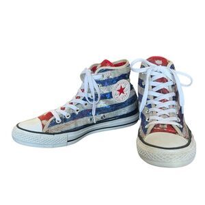 Converse Chuck Taylor Sequin Flag Hi Tops Women’s Size 8